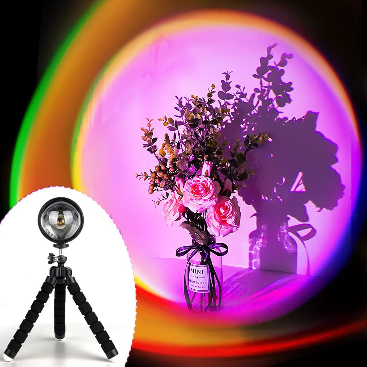 Smart LED Sunset Projection Lamp, Multi-Color, 360 Degree Rotation