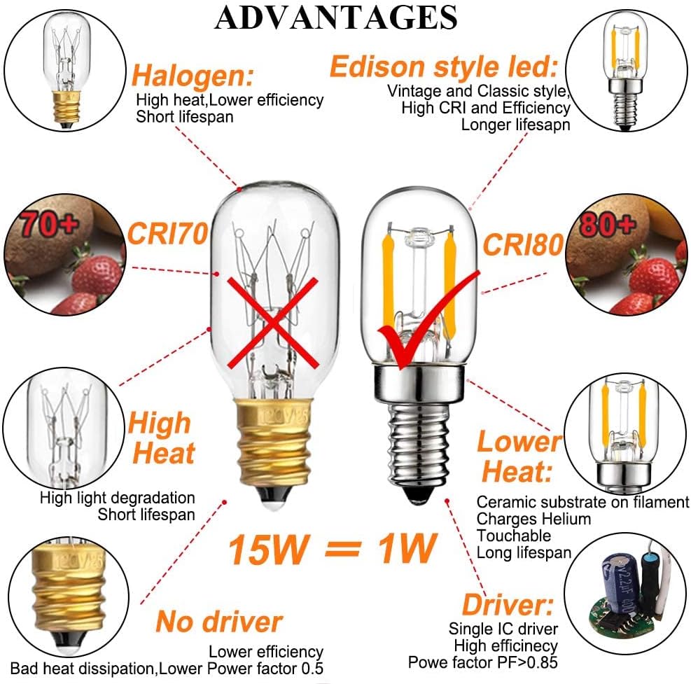 T22 T7 1W LED Light Bulb with C7 E12 Base For Himalayan Salt lamp Replacement Bulb 2700K