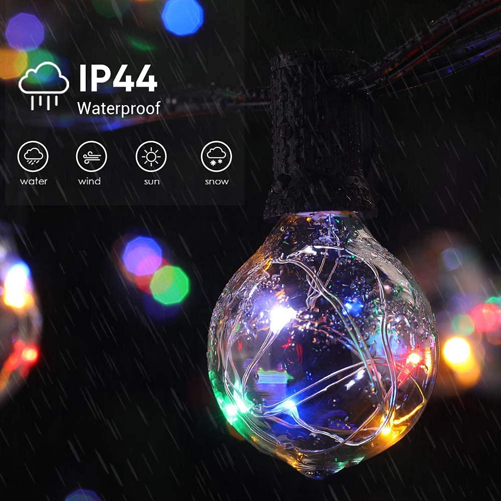 Outdoor String Light with RGBW Color Changing Globe LED Bulbs Shatterproof for Patio Garden Yard