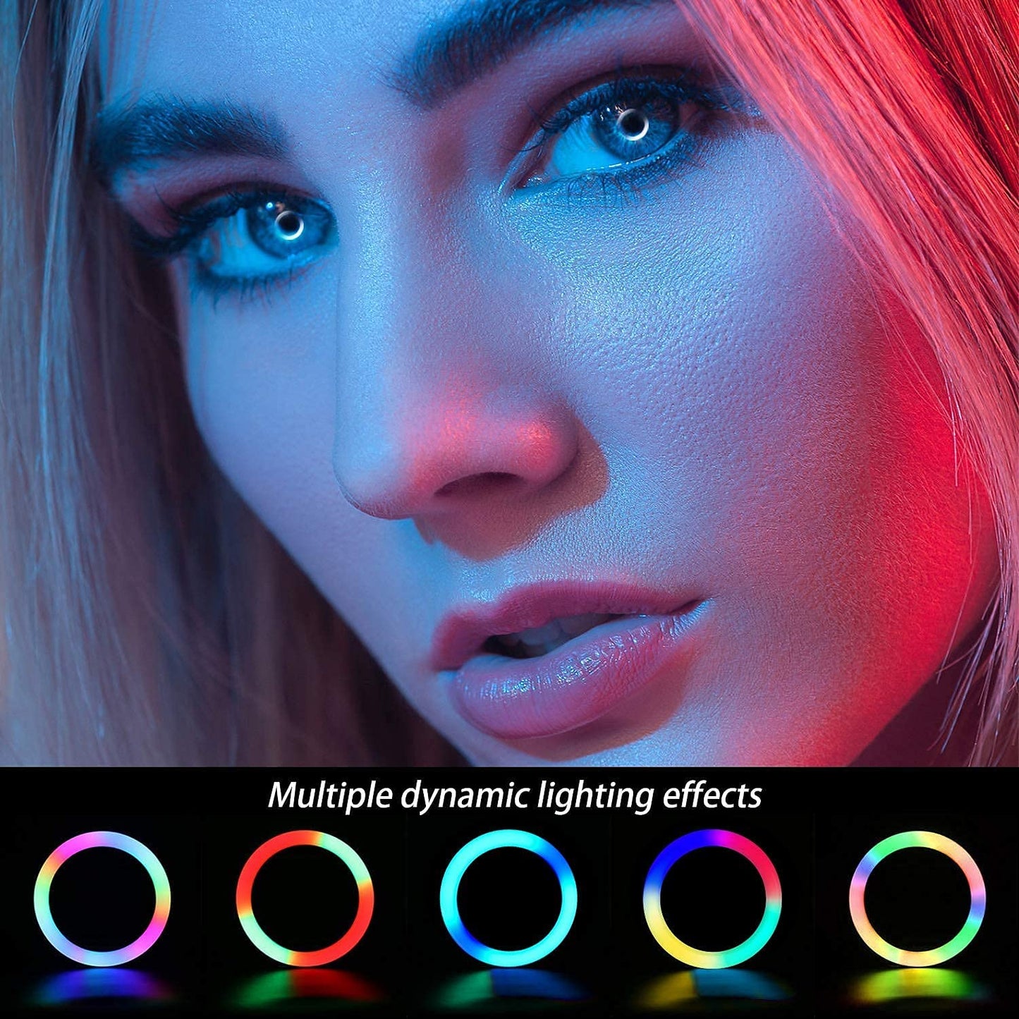 10" RGB Ring Light with 63" Tripod Stand, Dimmable USB LED Ring Light for Selfie, Makeup, Live Streaming, YouTube, TikTok, Photography