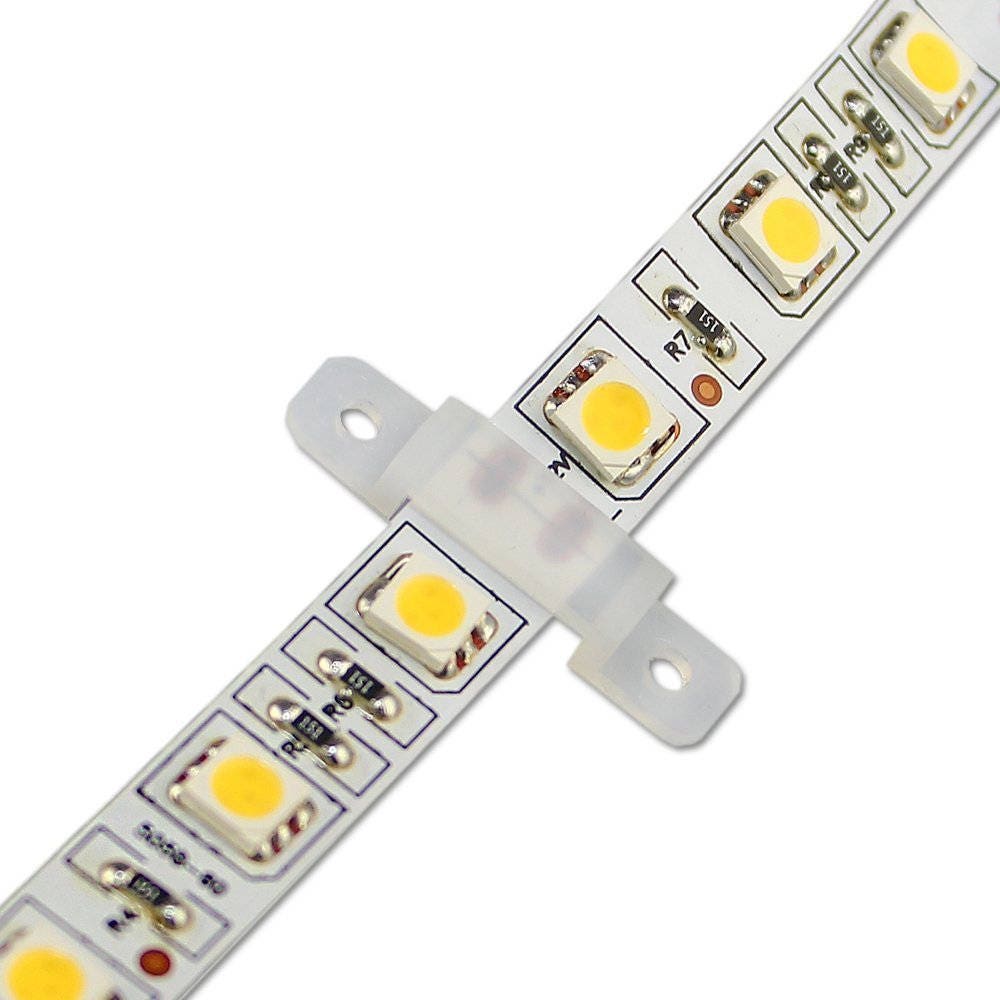 10mm/0.4 Inches Translucence Soft Silicone Mounting Bracket Holder for LED Strip Lights (Screws NOT Included)