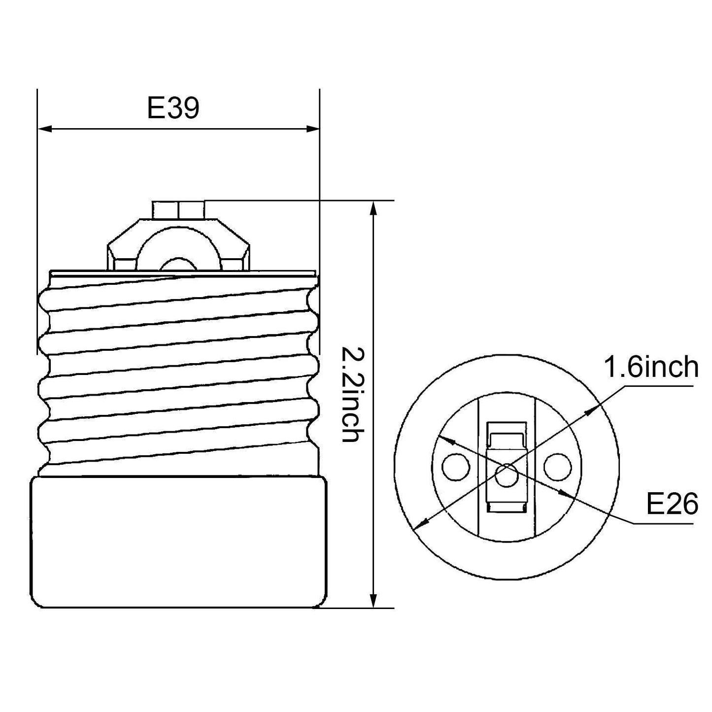 UL Mogul (E39) to Medium (E26/E27) Light Bulb Lamp Socket Porcelain Adapter Converter Reducer