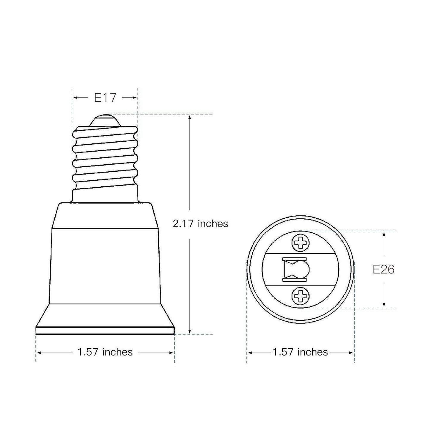 Intermediate Fan Socket (E17) to Edison Screw (E26/E27) Standard Medium Socket Adapter Converter