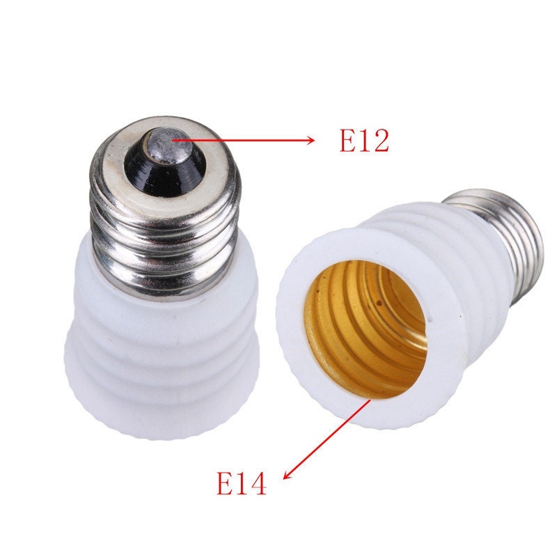 E12 to E14 Adapter, Candelabra Screw (E12) to Small Edison European Screw (E14) Socket Converter Reducer