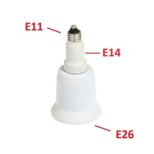 E11 to E26/E27 Adapter - Mini Candelabra Socket E11 to Standard E26/E27 Edison Screw Medium Socket Adapter Converter