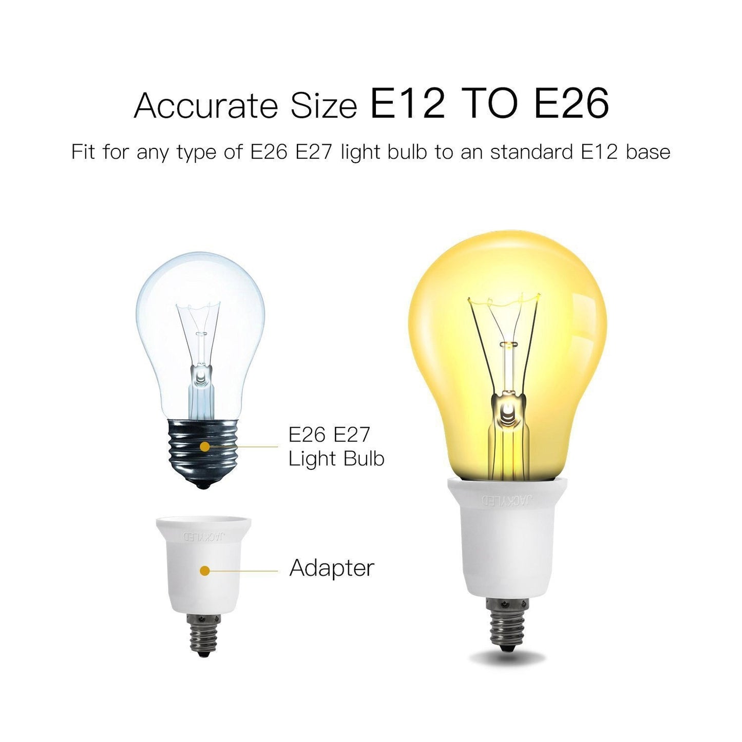 E12 Candelabra Screw to E26/E27 Edison Screw Light Bulb Base Socket Reducer Adapter Converter (E12 to E26/E27 Adapter)