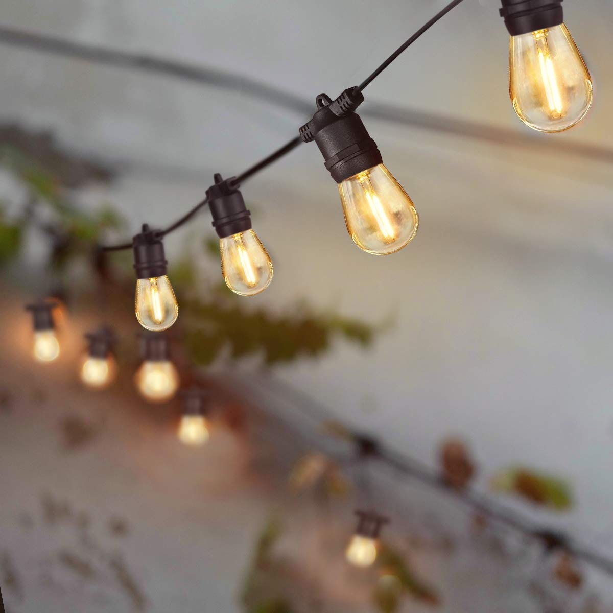 27FT 12 Lights Outdoor Solar LED String Light For Patio Party Cafe Porch Garden Wedding