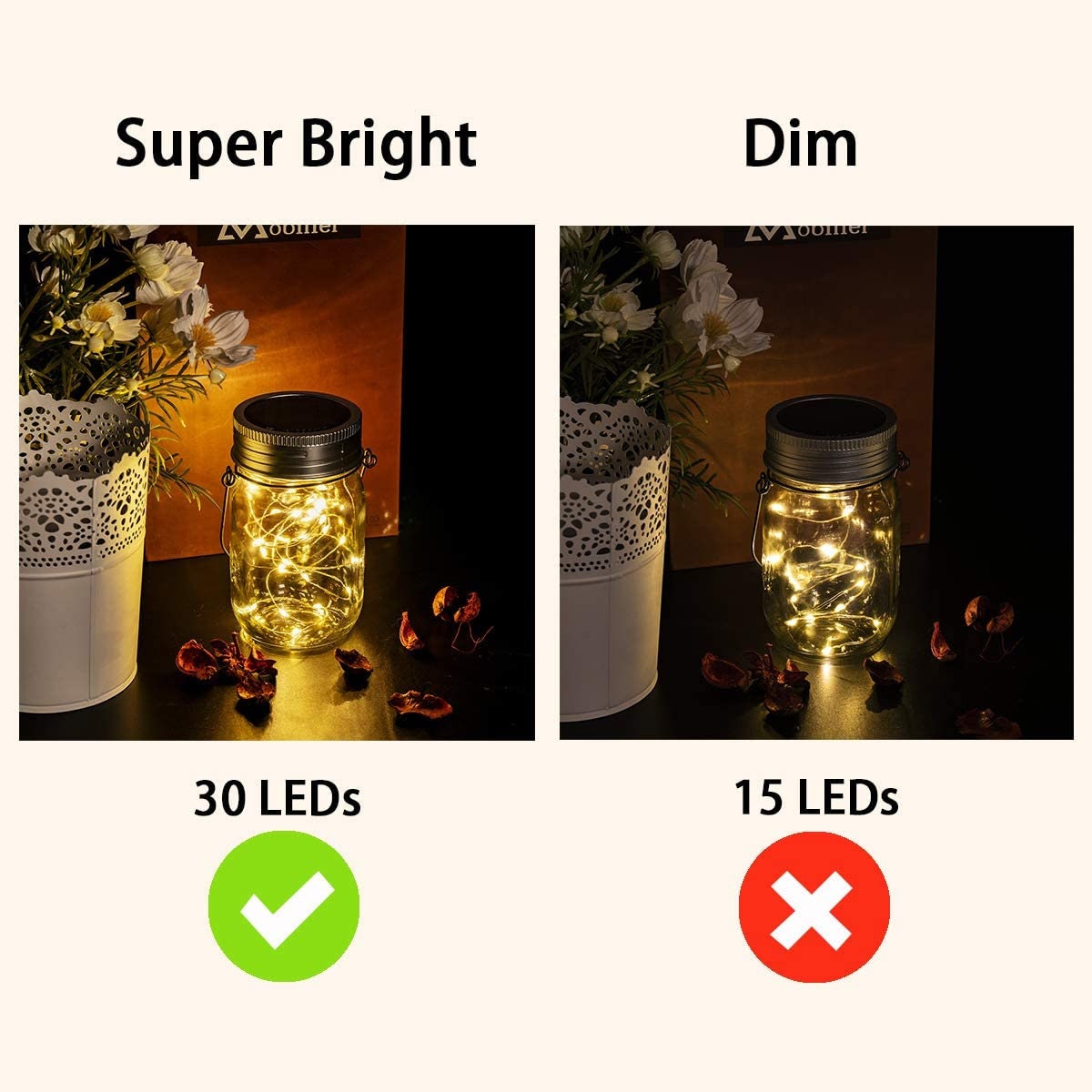 Outdoor Solar Lights with Mason Jar and LED String Lights Hanging Lanterns for Wall Patio Garden Yard Party Gift
