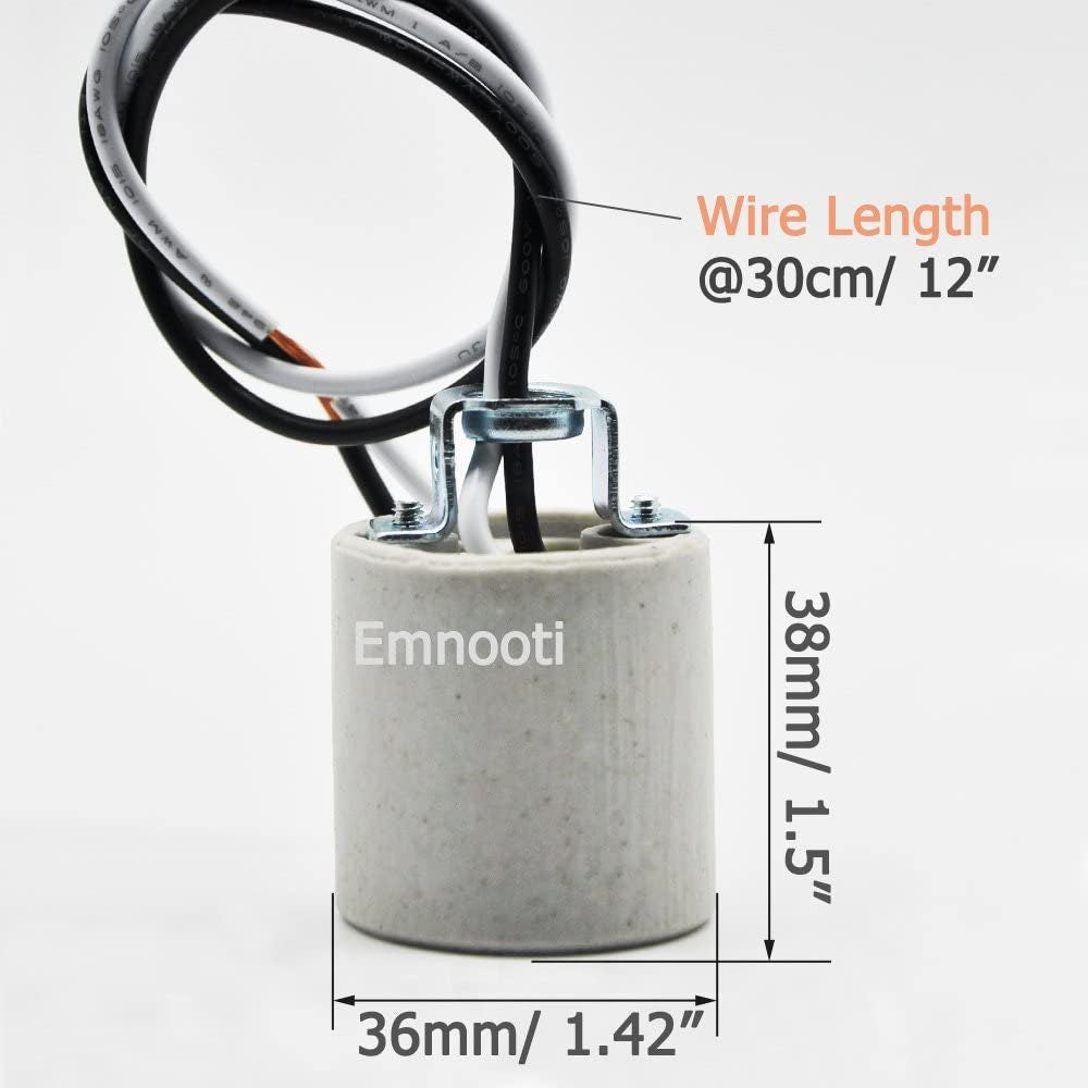 UL Ceramic E26 Medium Standard Socket Lamp Bulb Holder with Wire