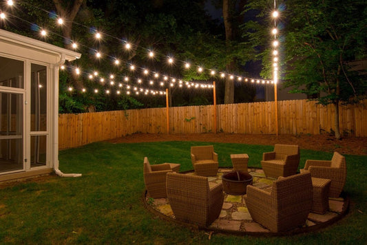 50FT Outdoor String Light with 50pcs Globe LED Bulbs Weatherproof for Patio Backyard Garden Porch Lawn Party