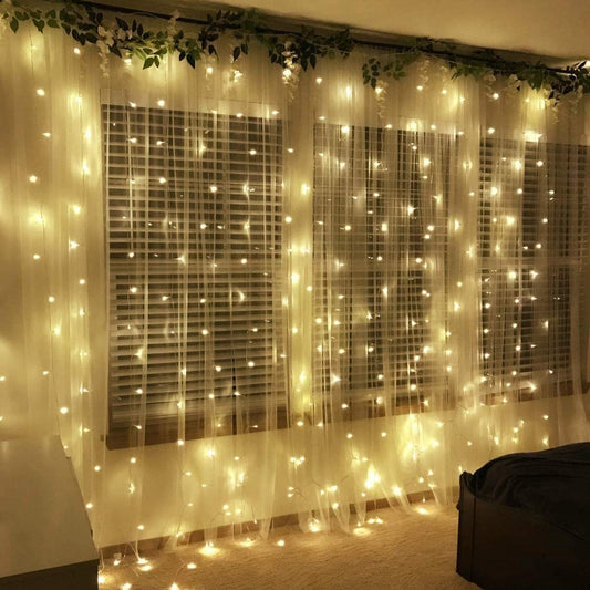 LED Curtain Light Fairy String Light  with IR Remote for Bedroom Curtain Wall Wedding Window Patio Decoration 9.8ft