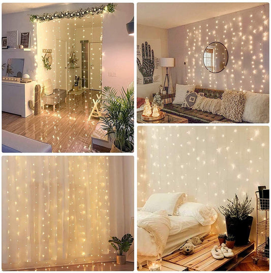 6.6ft x 9.8ft LED Fairy Light Curtain String Light with Remote for Bedroom Curtain Wall Wedding Window Patio Decoration