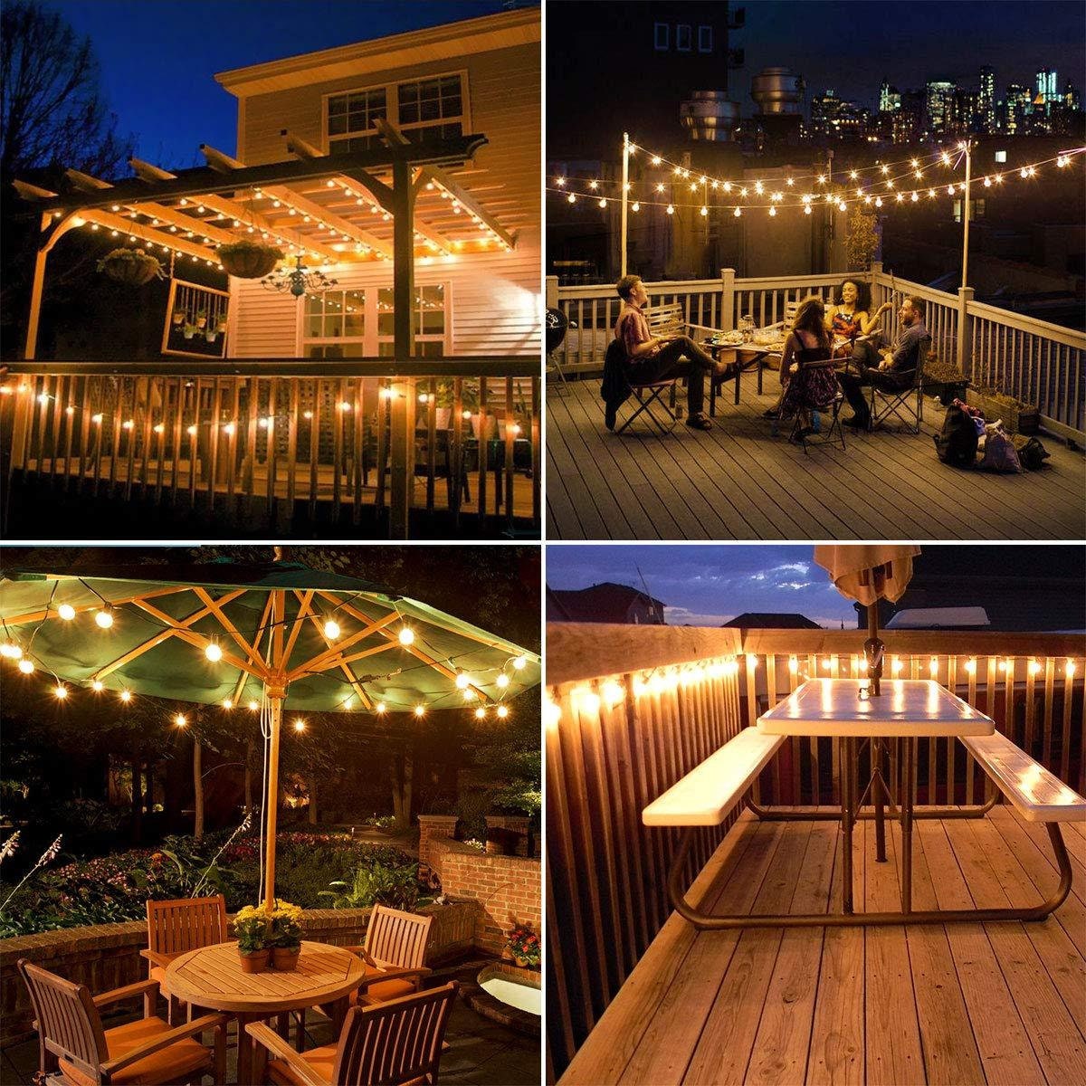 25FT Outdoor String Lights with 25 Globe Bulbs for Patio Garden Backyard Wedding Party Christmas Lights