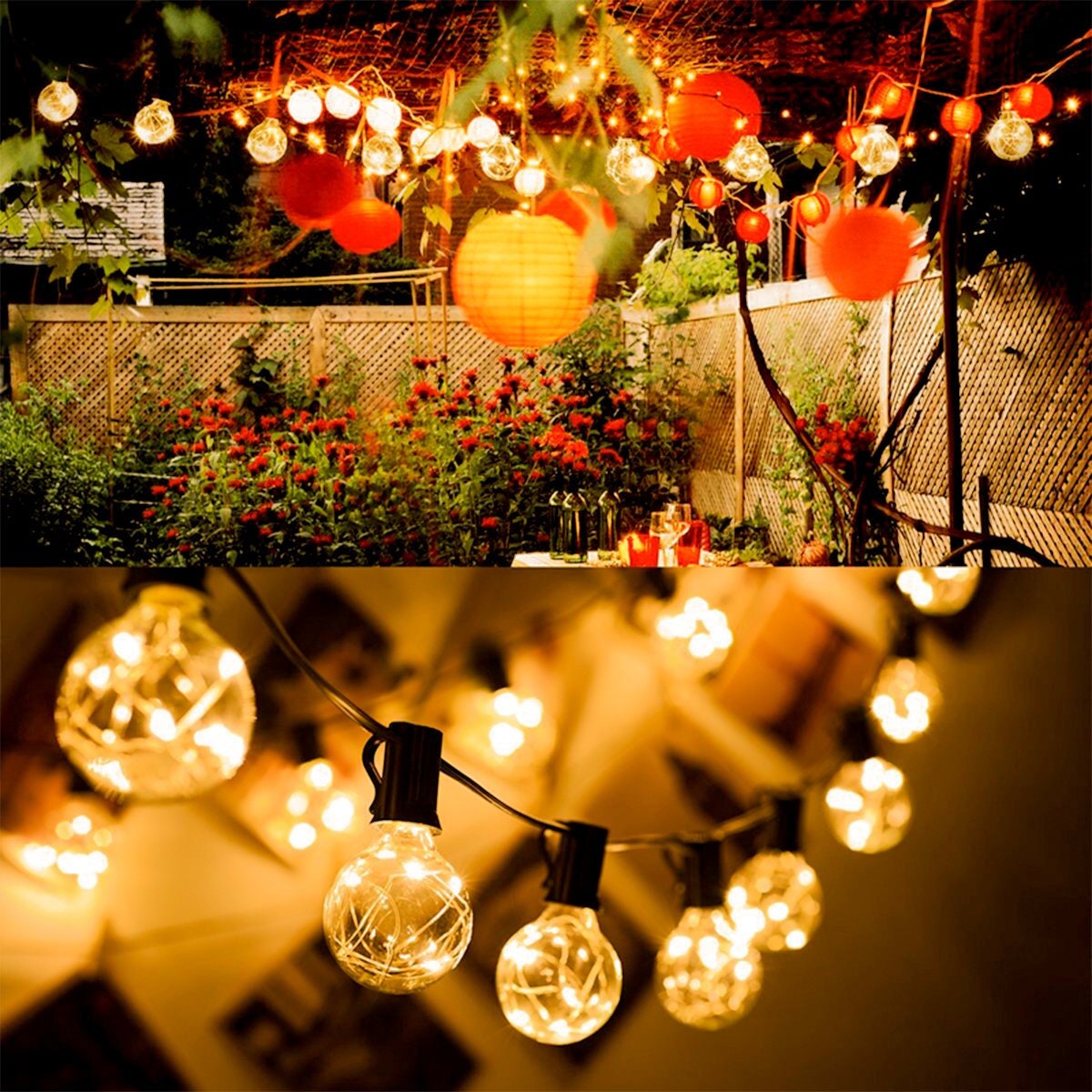 Outdoor LED String Light with G40 Fairy Bulbs for Patio Garden Yard Pool Party Wedding Lawn Porch Gazebo Gift