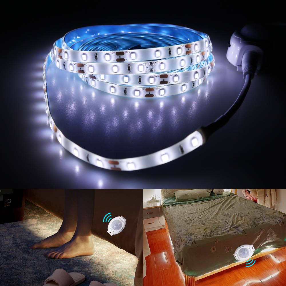 16.4ft Motion Activated LED Strip Lights, LED Rope Lights, 12V Plug-in, Waterproof for Cabinet, Kitchen, Stair, Bed, Closet